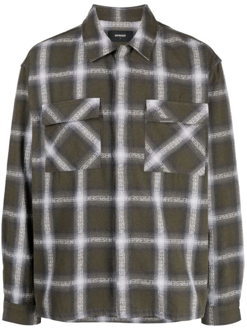 Represent  logo plaid-print cotton-blend shirt