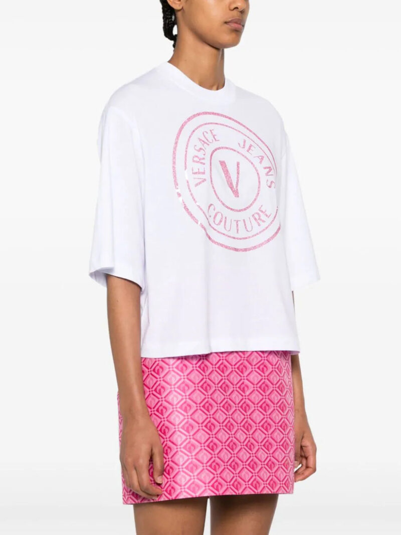 Versace Jeans Couture glittered logo-print cotton T-shirt