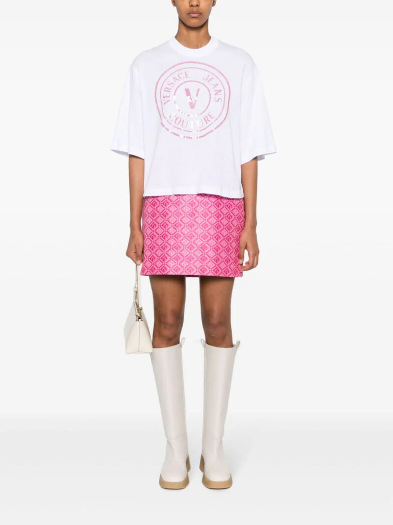 Versace Jeans Couture glittered logo-print cotton T-shirt