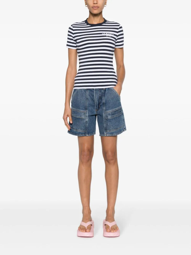 Versace  logo-embroidered striped T-shirt