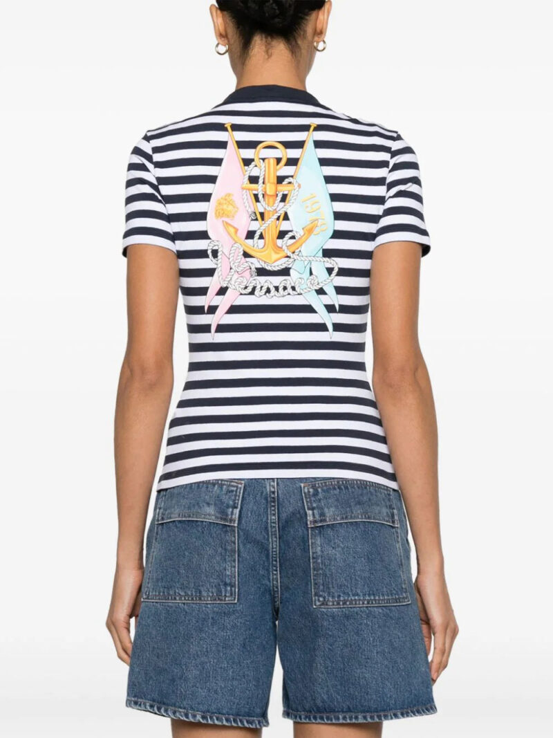 Versace  logo-embroidered striped T-shirt