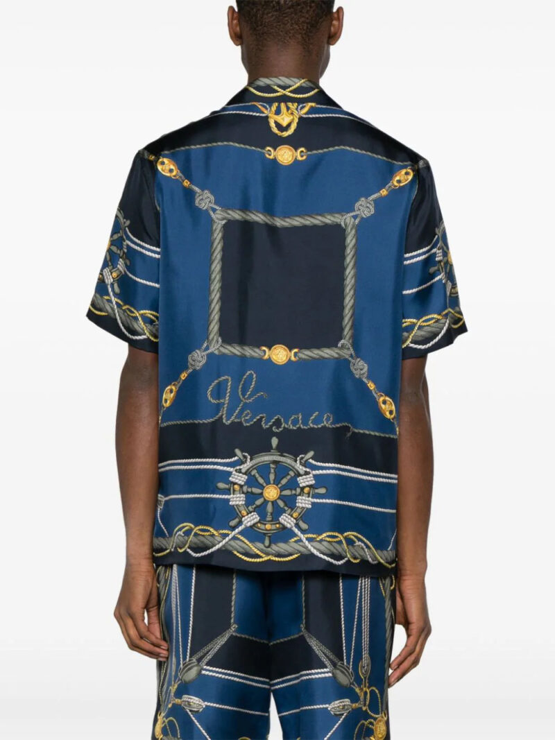 Versace nautical-print short-sleeve silk shirt