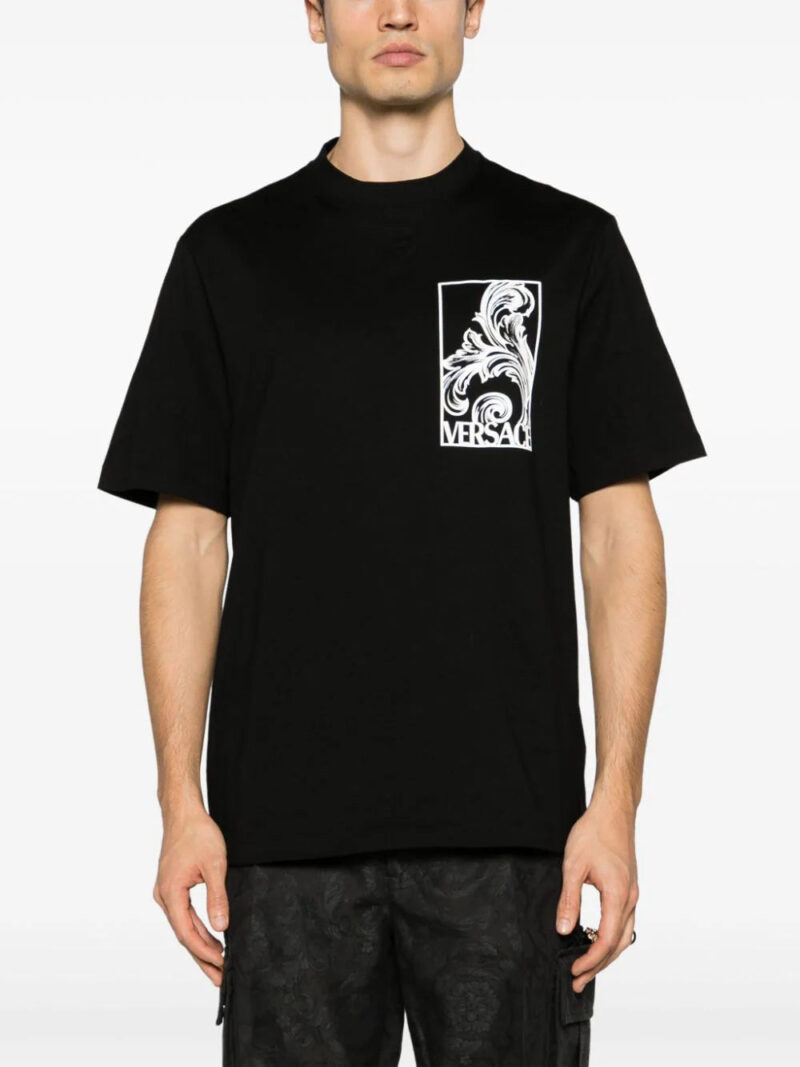 Versace  Palmette-print cotton T-shirt