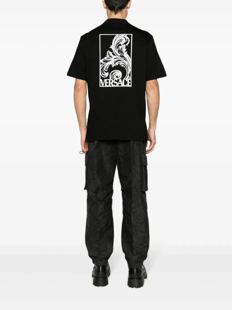 Versace  Palmette-print cotton T-shirt