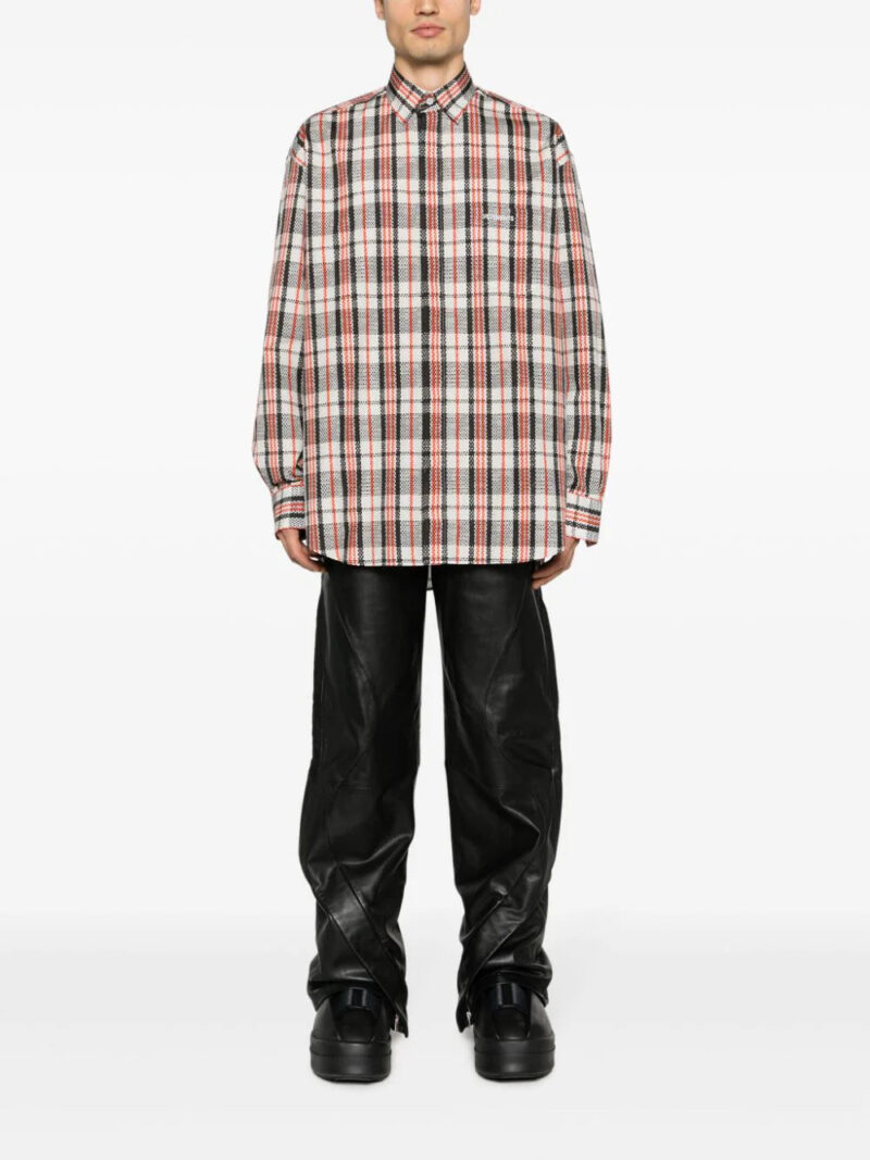 VETEMENTS  logo-embroidered checked cotton shirt