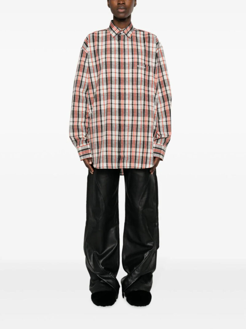 VETEMENTS  logo-embroidered checked cotton shirt