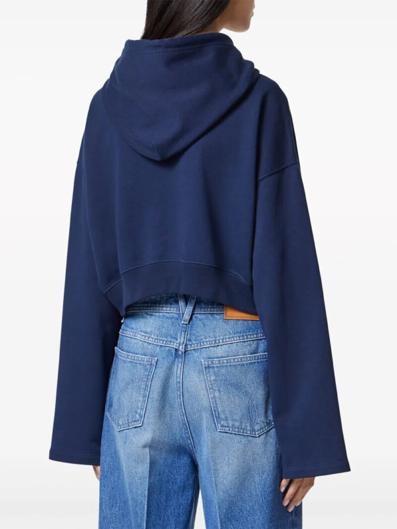 Versace  logo-embroidered drawstring cropped hoodie