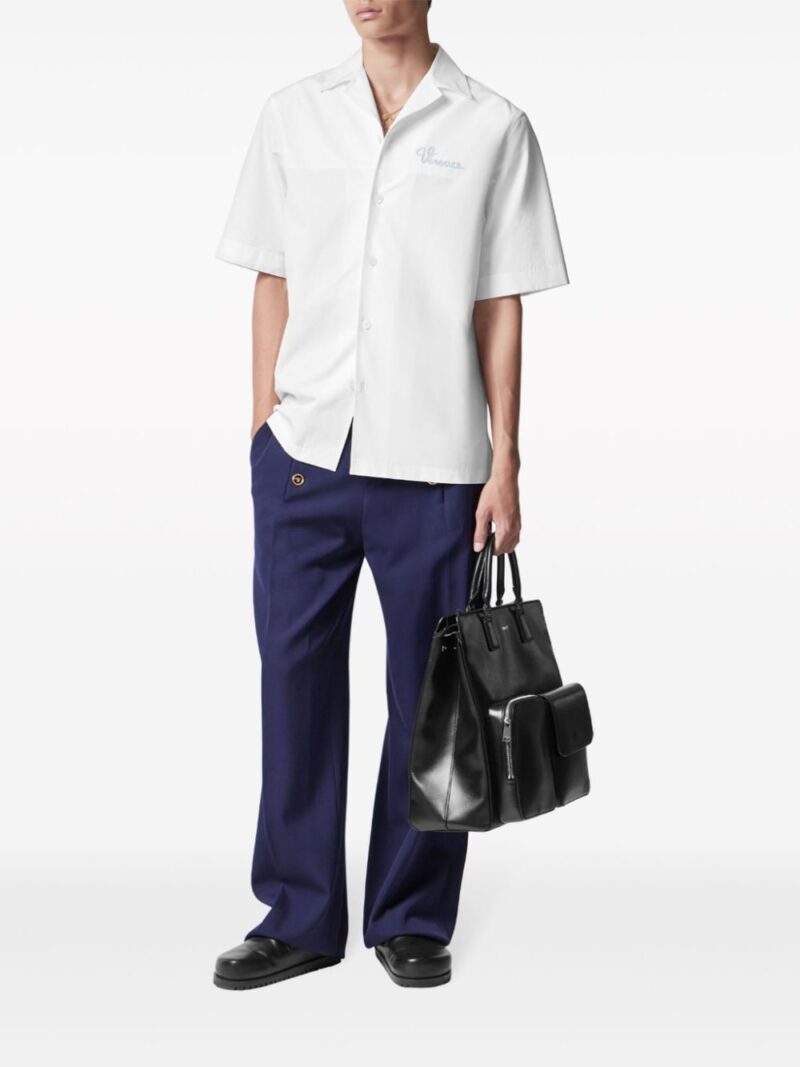 Versace logo-embroidered short-sleeve shirt