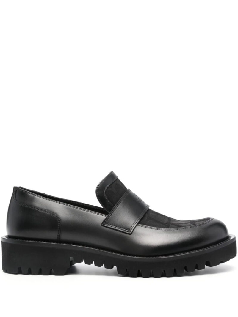 Valentino Garavani  Toile Iconographe leather loafers