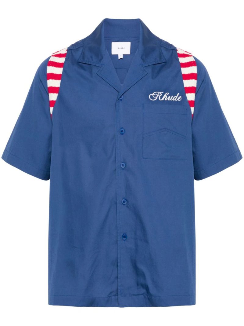 RHUDE  panelled-crochet poplin shirt