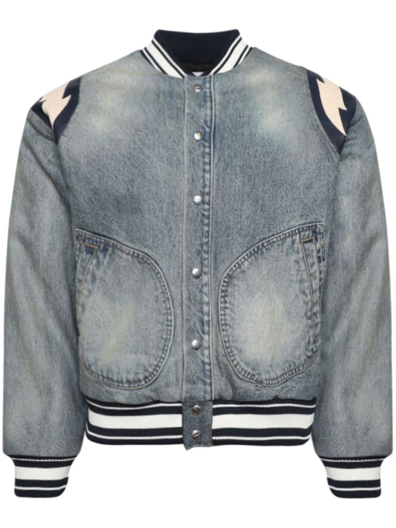 RHUDE  Lightening denim bomber jacket