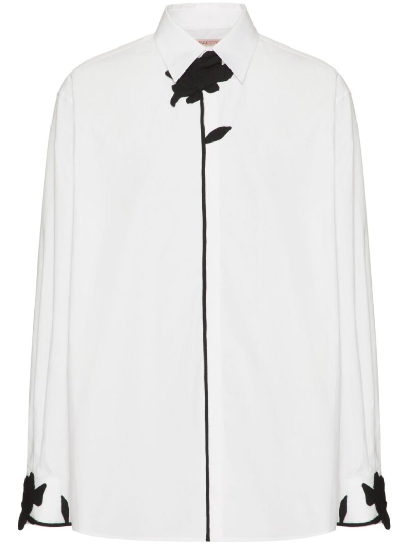 Valentino Garavani flower-appliqué poplin shirt