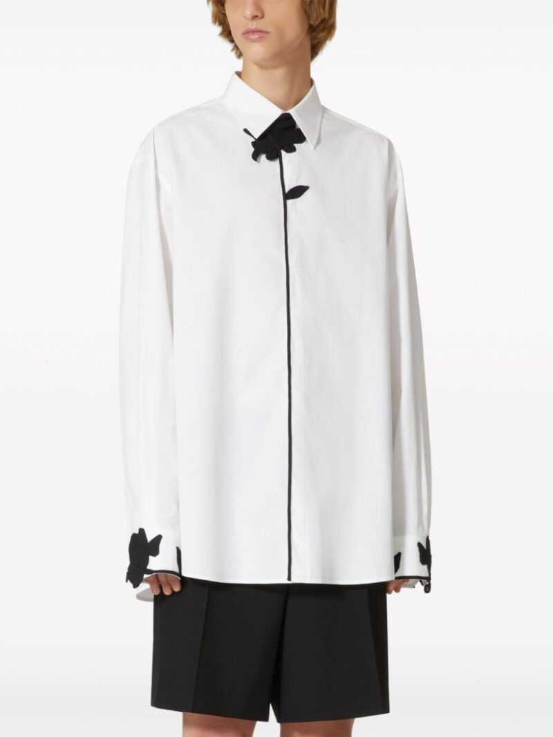 Valentino Garavani flower-appliqué poplin shirt