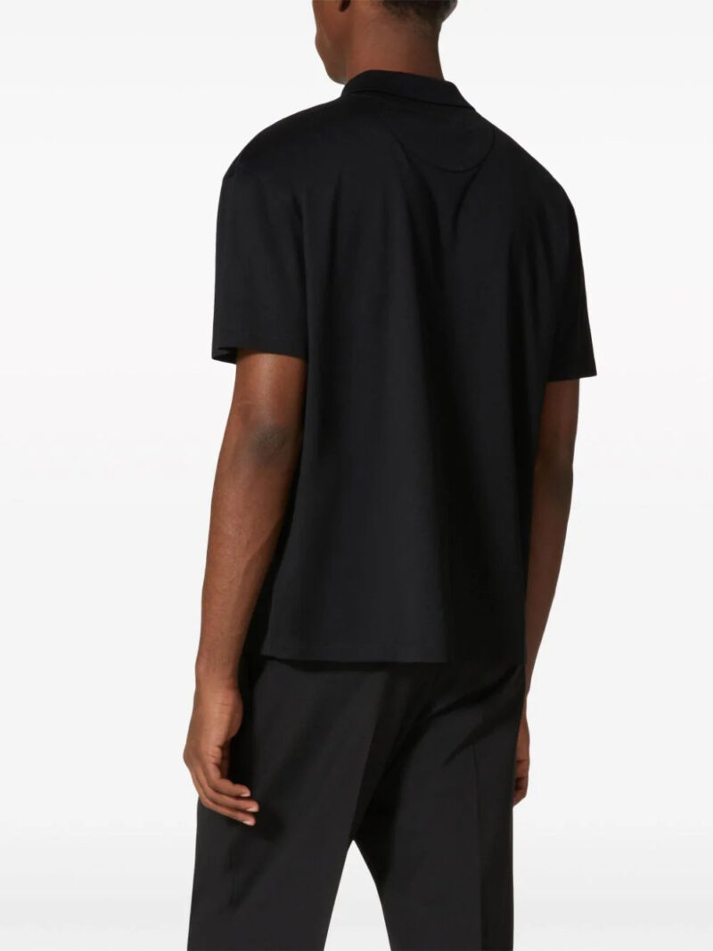 Valentino Garavani flower-appliqué cotton polo shirt