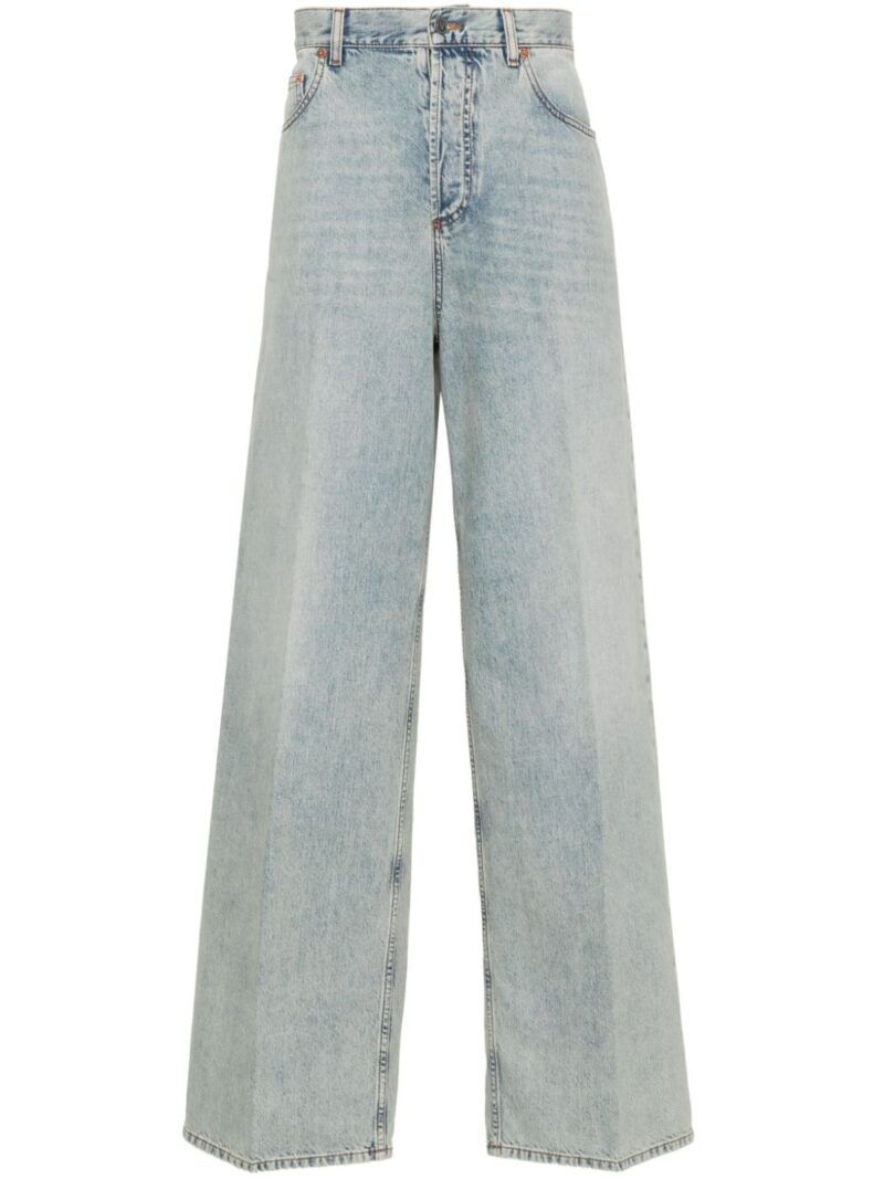 Valentino Garavani  pressed crease wide-leg jeans