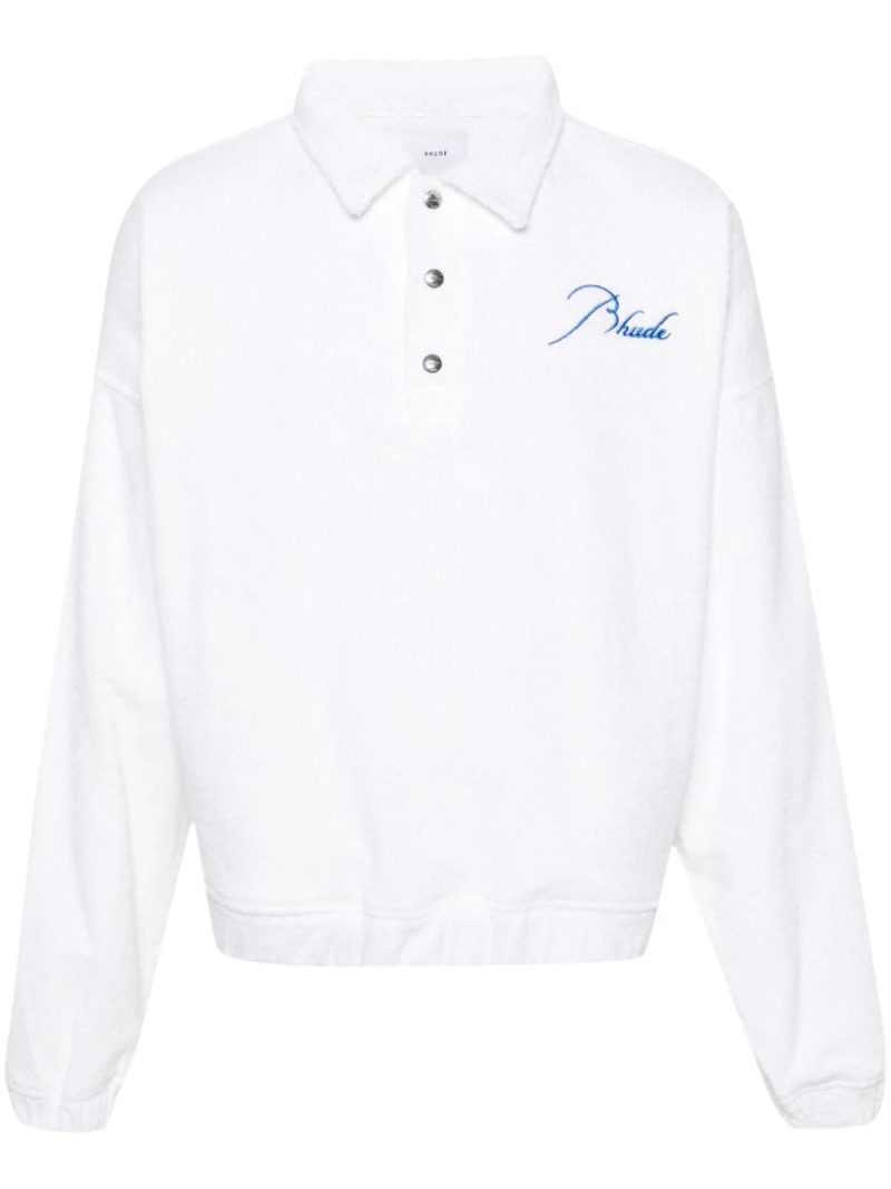 RHUDE  logo-embroidered towelling-finish polo shirt
