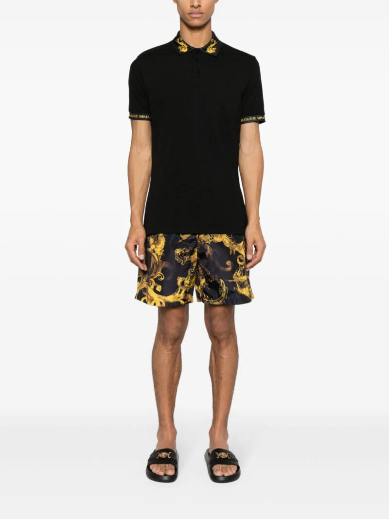 Versace Jeans Couture  Barocco-trim cotton polo shirt