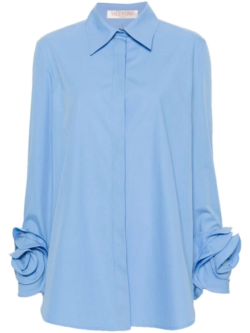 Valentino Garavani  floral-appliqué poplin shirt