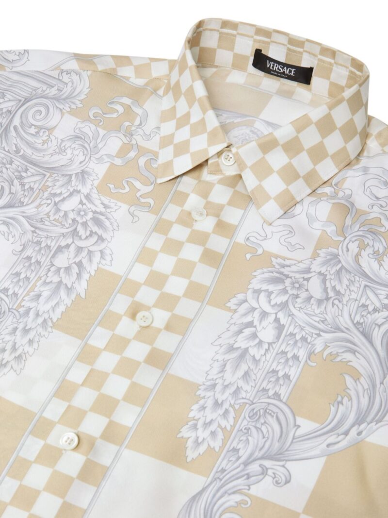 Versace Medusa-print checked silk shirt