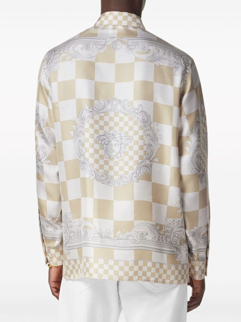 Versace Medusa-print checked silk shirt