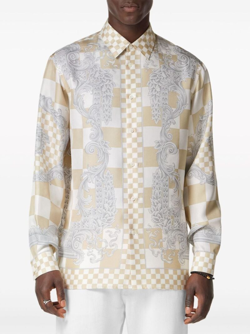 Versace Medusa-print checked silk shirt