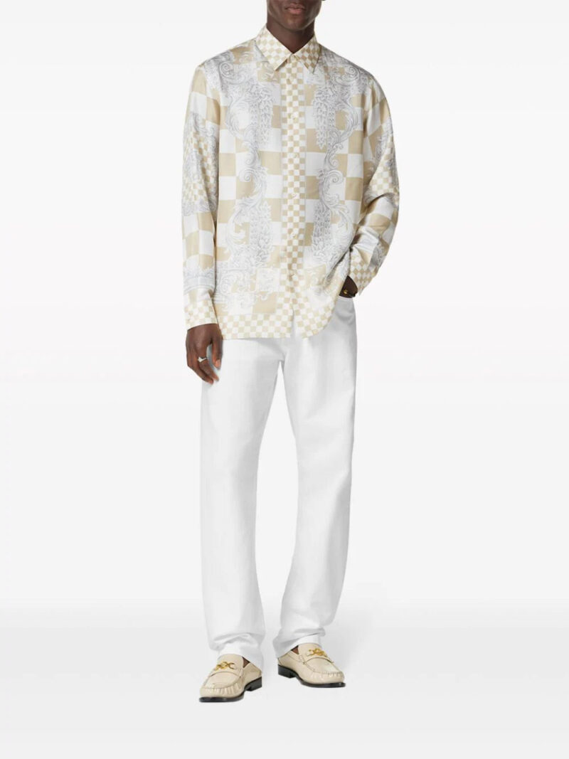 Versace  Medusa-print checked silk shirt