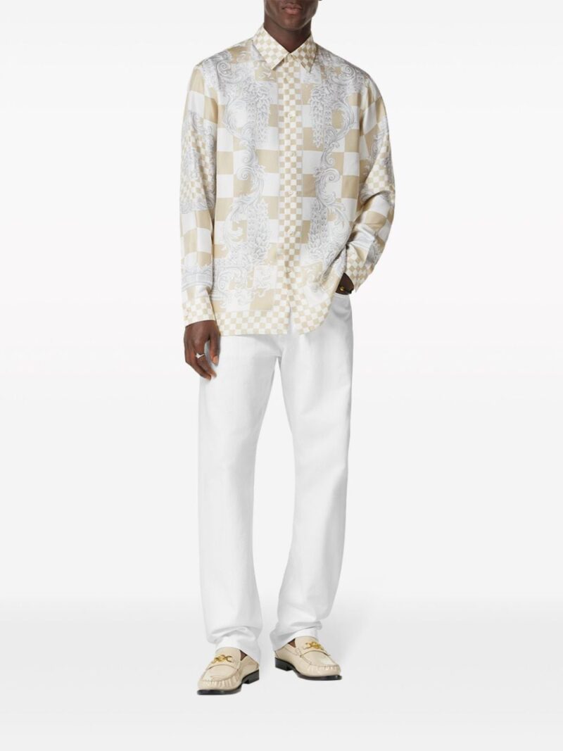 Versace Medusa-print checked silk shirt