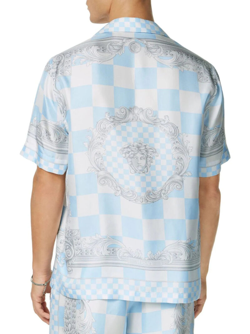 Versace Medusa-print checked silk shirt