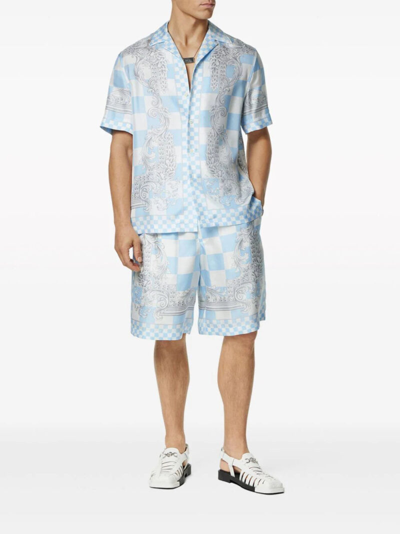 Versace Medusa-print checked silk shirt