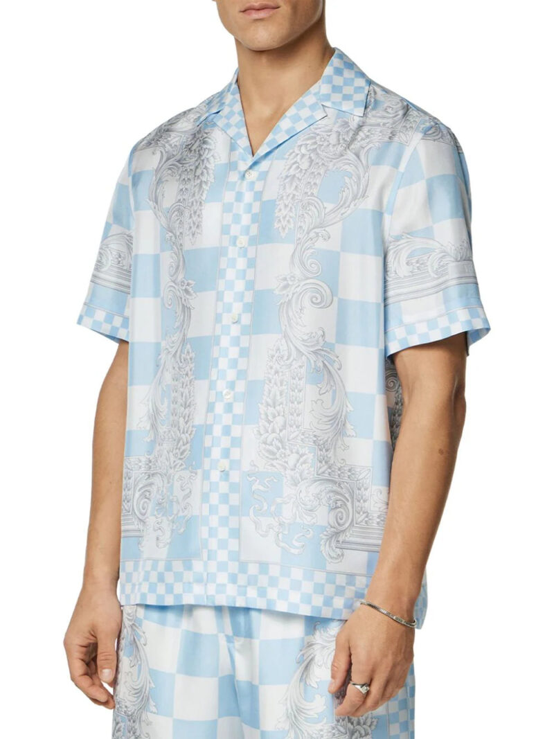 Versace Medusa-print checked silk shirt
