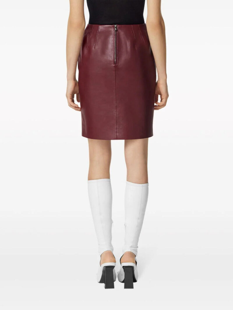 Versace  logo-plaque leather skirt