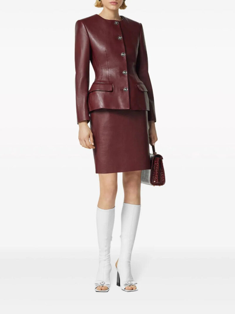 Versace  logo-plaque leather skirt