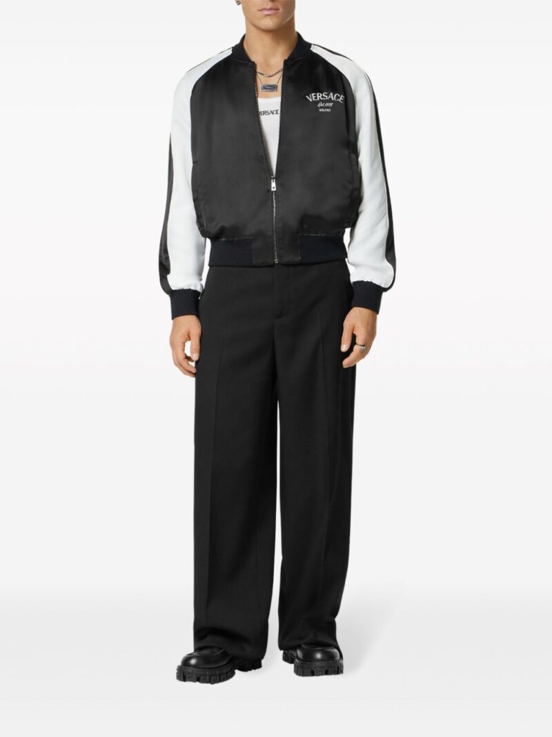 Versace logo-embroidered bomber jacket