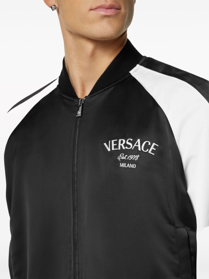 Versace logo-embroidered bomber jacket