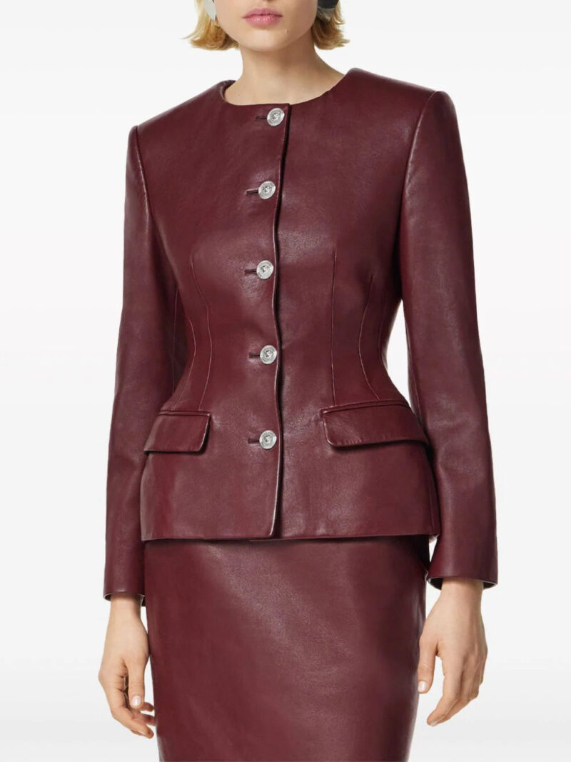 Versace leather fitted jacket