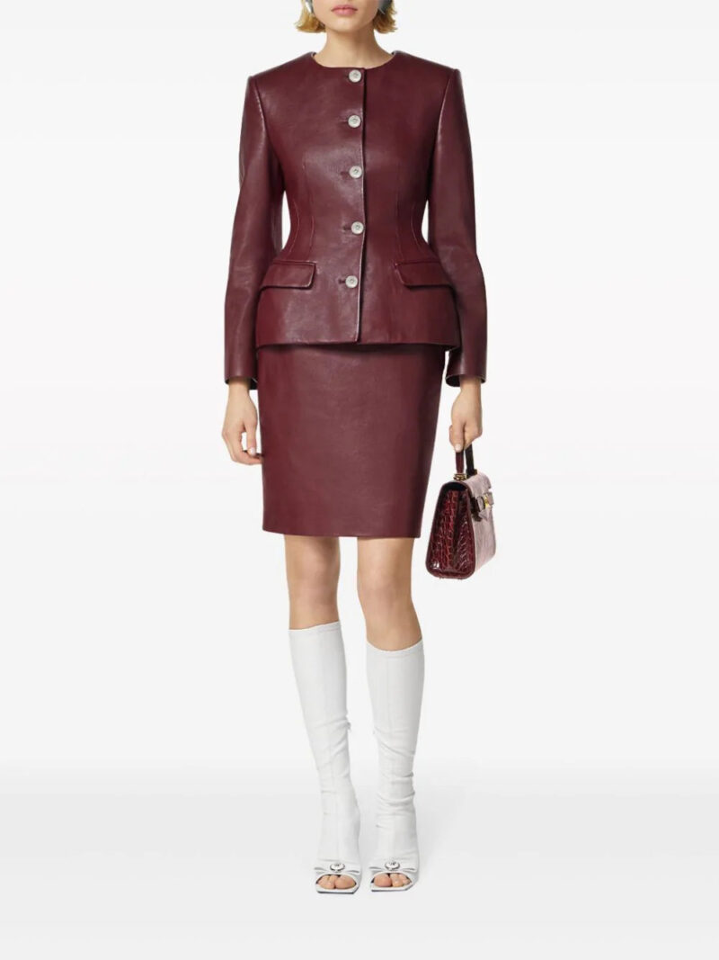 Versace leather fitted jacket