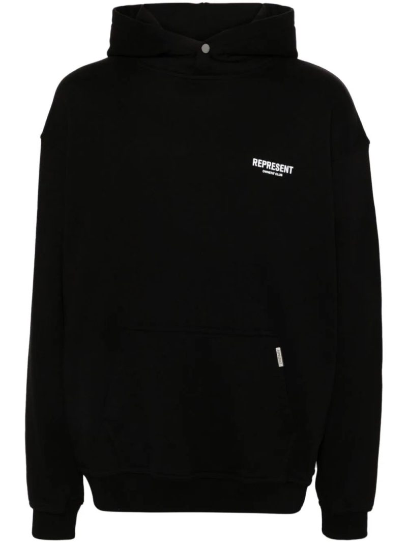 Represent  logo-print cotton hoodie
