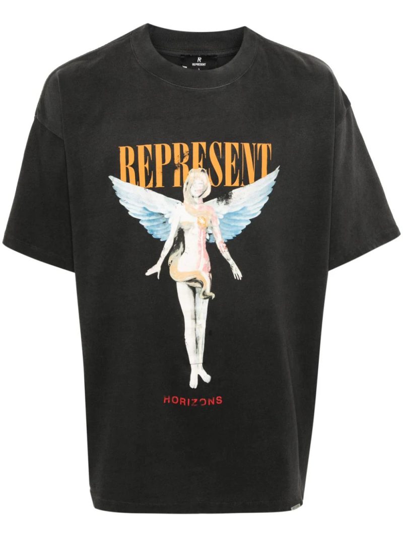 Represent  logo-print cotton T-shirt