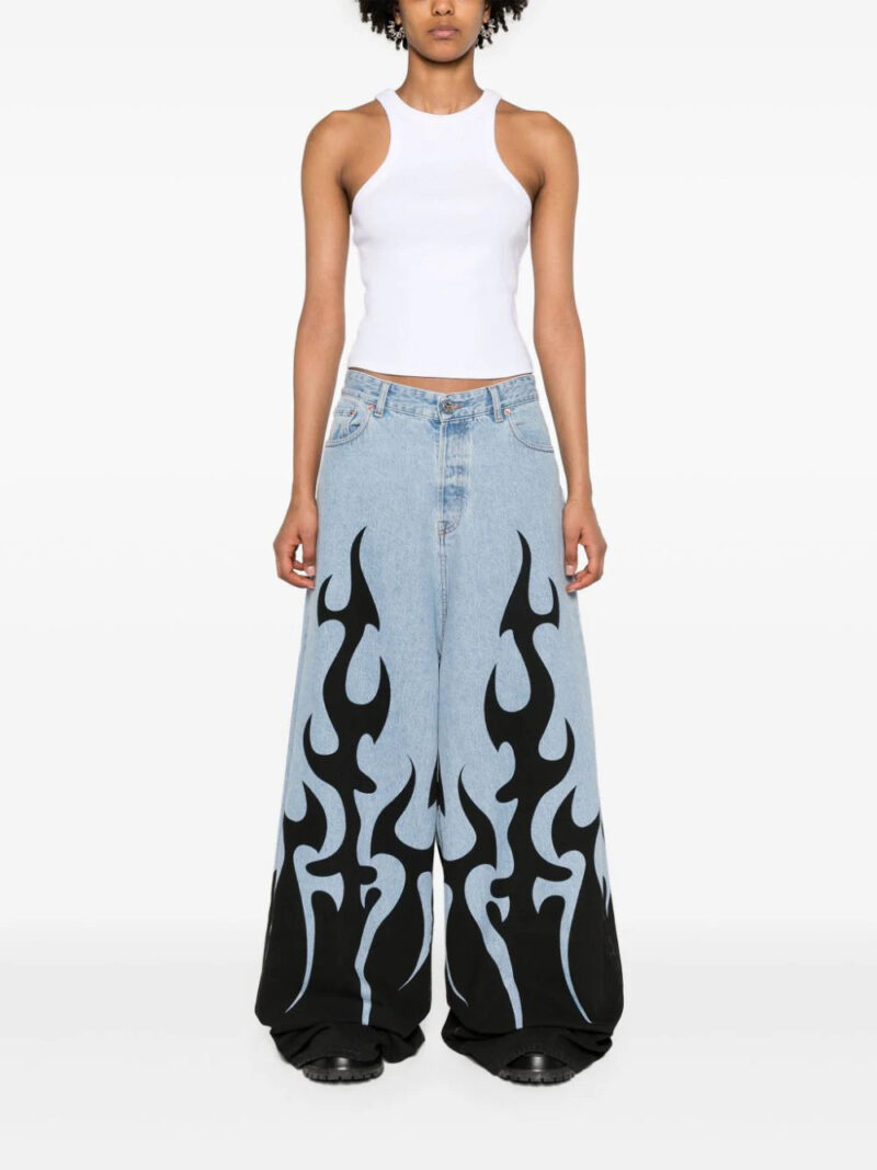 VETEMENTS flame-print wide-leg jeans