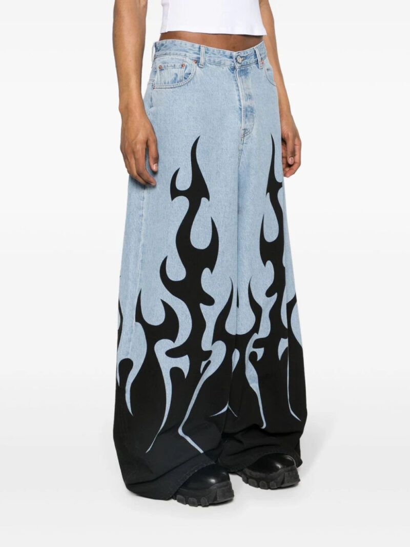 VETEMENTS flame-print wide-leg jeans