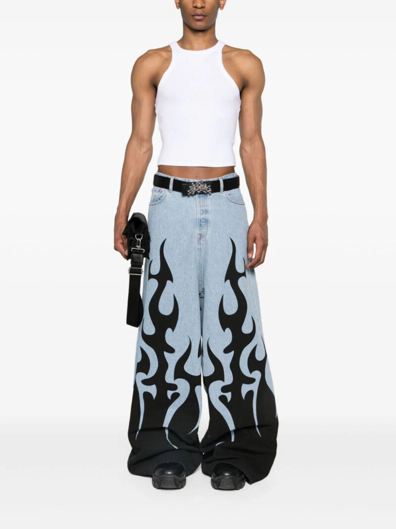 VETEMENTS flame-print wide-leg jeans