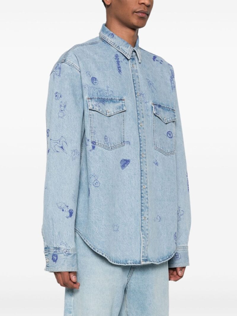 VETEMENTS sketch-style print denim shirt