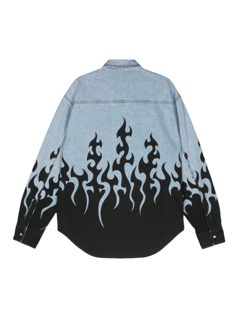 VETEMENTS flame-print denim shirt