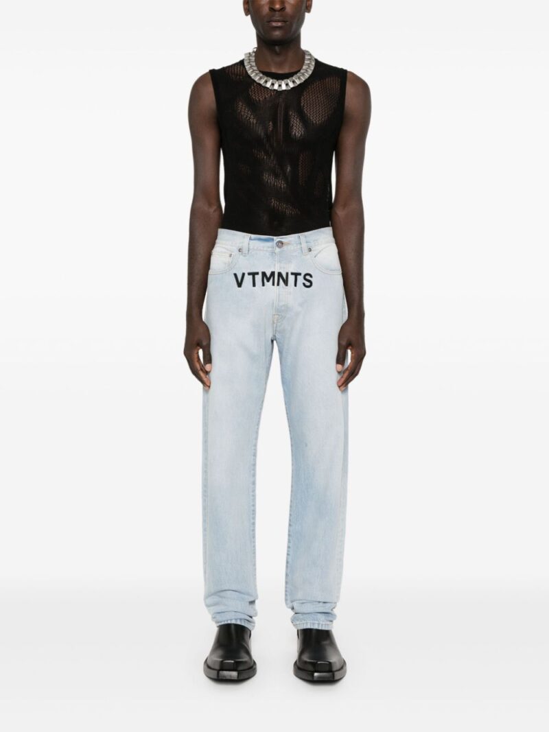 VTMNTS  logo-embroidered cotton jeans