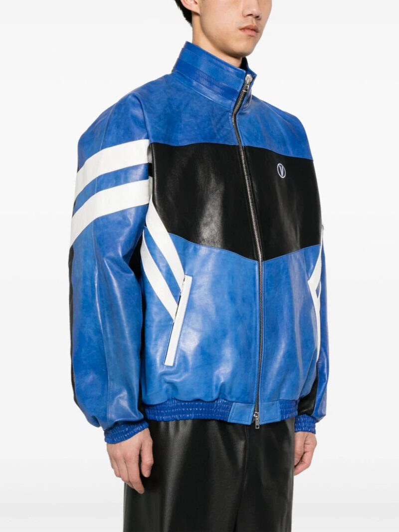 VETEMENTS  logo-embroidered leather jacket