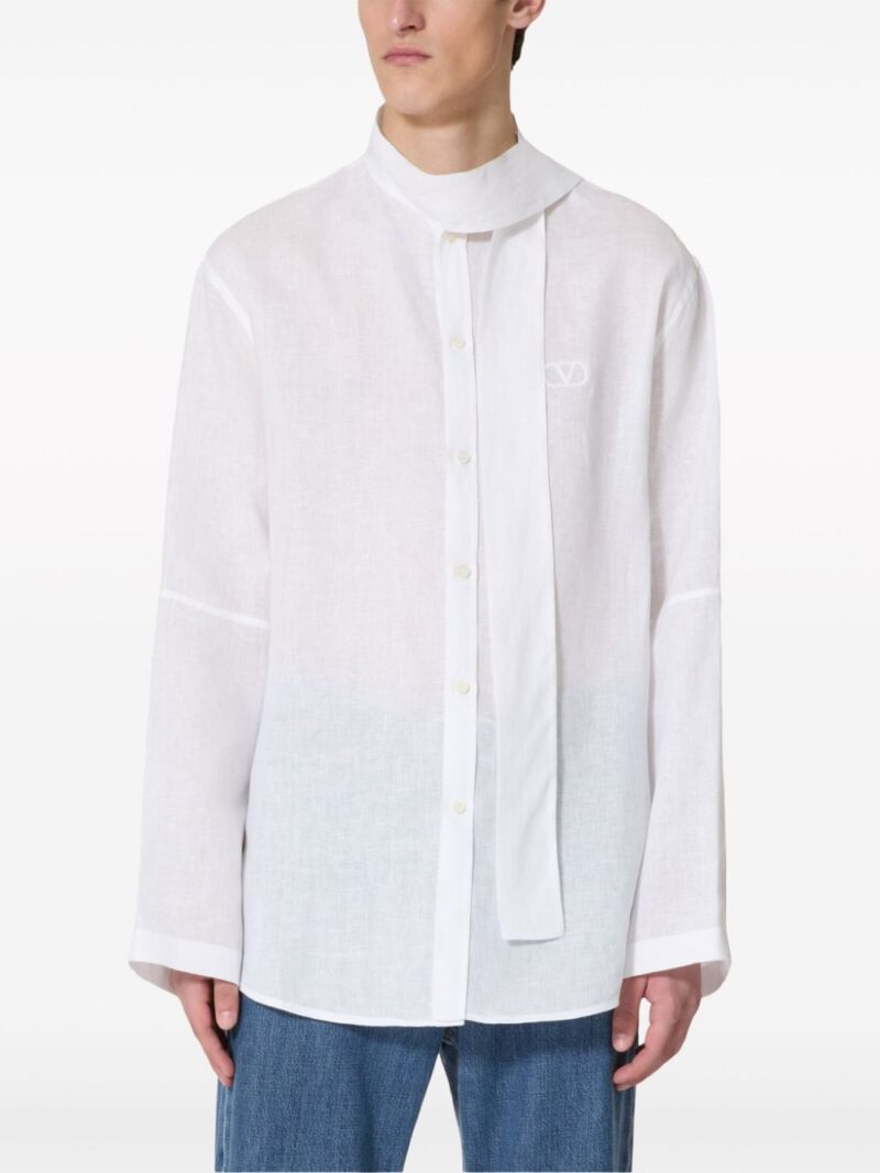 Valentino Garavani neck-tie linen shirt