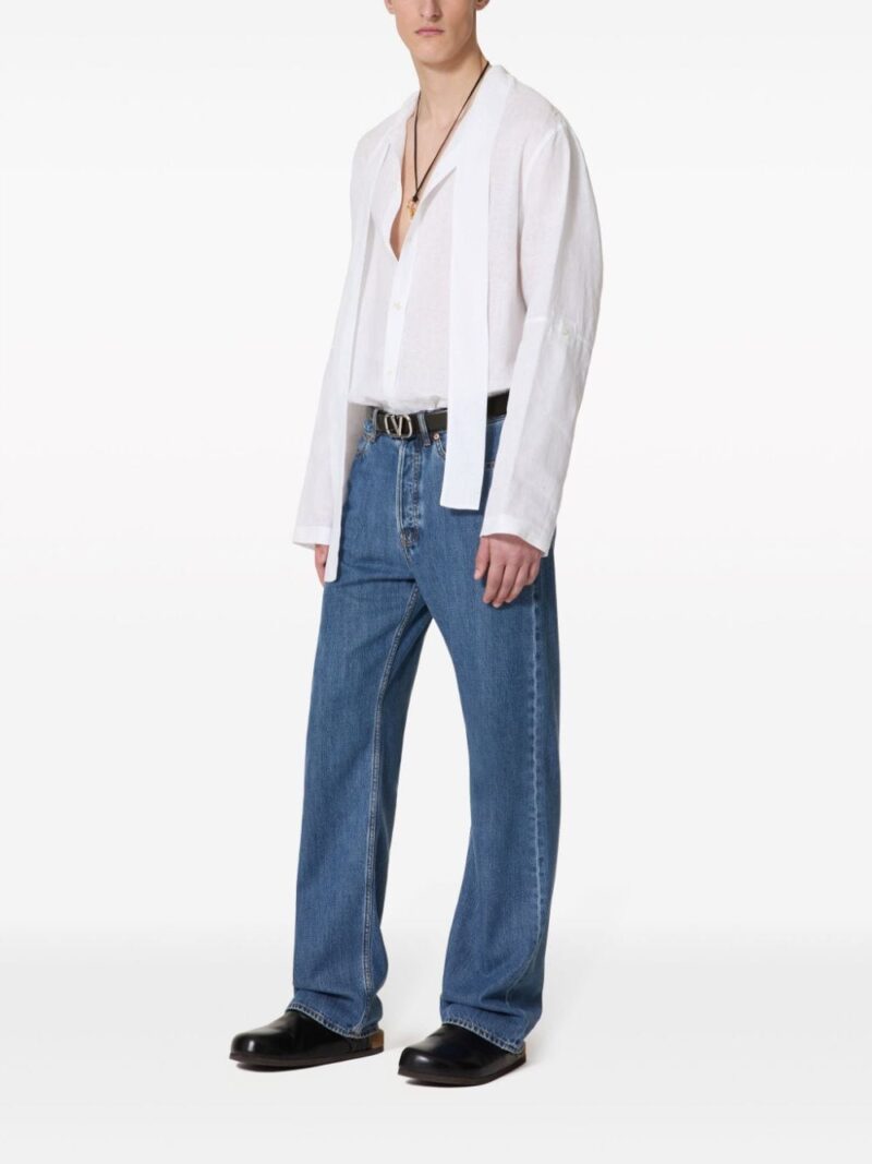 Valentino Garavani neck-tie linen shirt