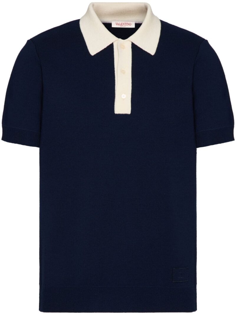 Valentino Garavani  contrast-trim fine-knit polo shirt