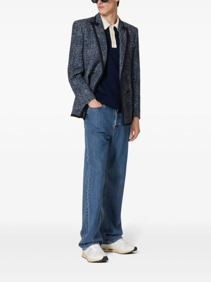 Valentino Garavani  contrast-trim fine-knit polo shirt