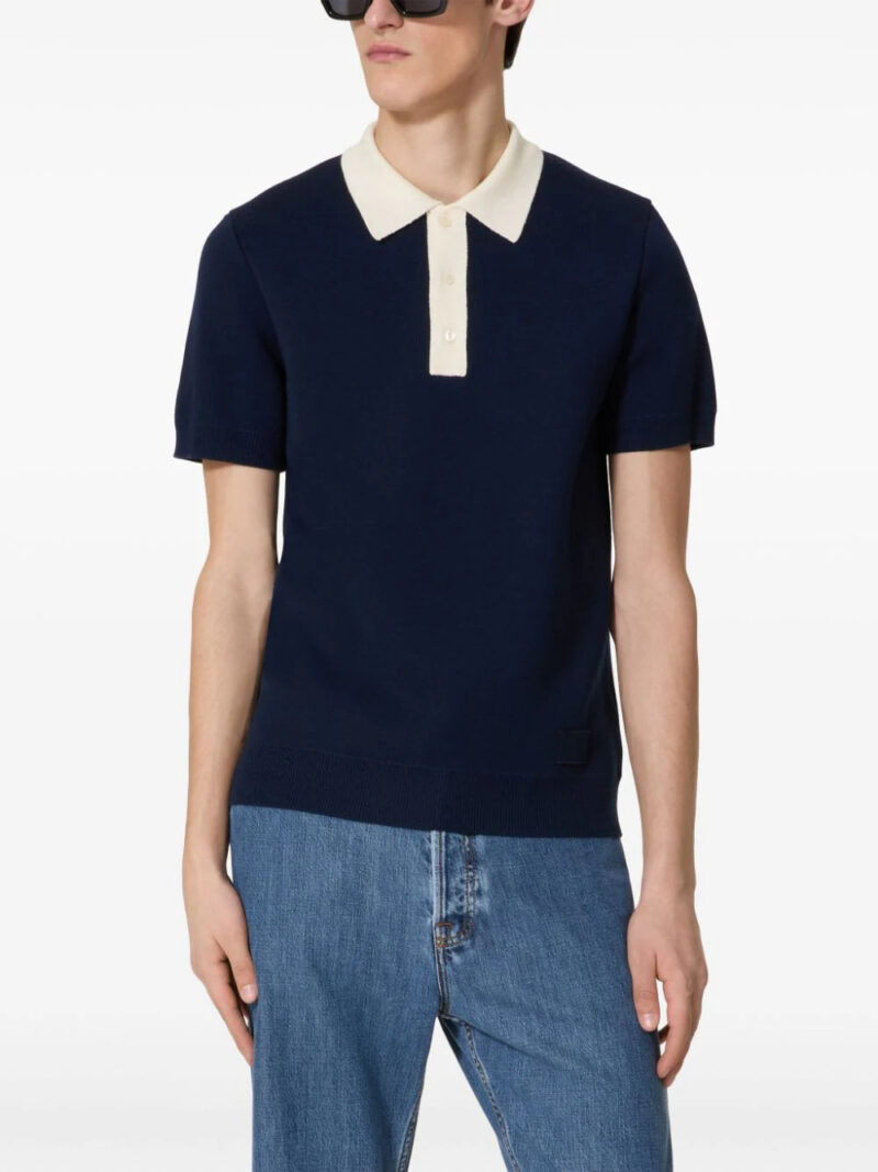 Valentino Garavani  contrast-trim fine-knit polo shirt